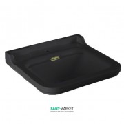 Раковина для ванной подвесная или на пьедестал Kerasan Waldorf 60x55 санфарфор черный глянцевый золото 4140K5