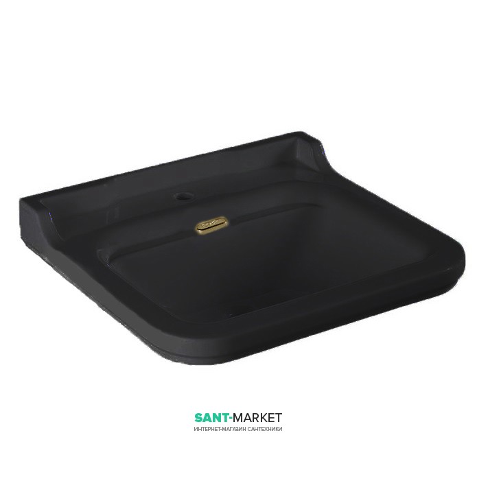 Раковина для ванной подвесная или на пьедестал Kerasan Waldorf 60x55 санфарфор черный глянцевый бронза 4140K6