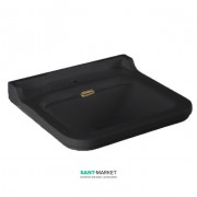 Раковина для ванной подвесная или на пьедестал Kerasan Waldorf 60x55 санфарфор черный глянцевый бронза 4140K6