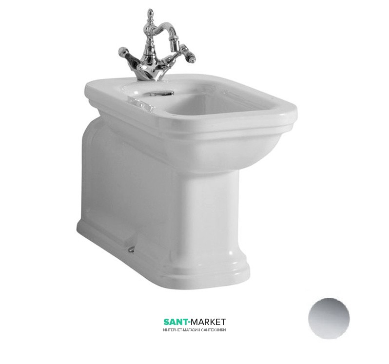 Биде напольное удлиненное Kerasan Waldorf чаша прямоугольная белый/хром 4120K1