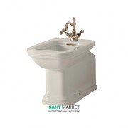 Биде напольное удлиненное Kerasan Waldorf чаша прямоугольная белый/золото 4120K2