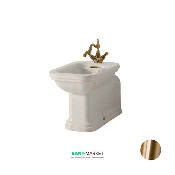 Біде підлогове подовжене Kerasan Waldorf чаша прямокутна білий / бронза 4120K3