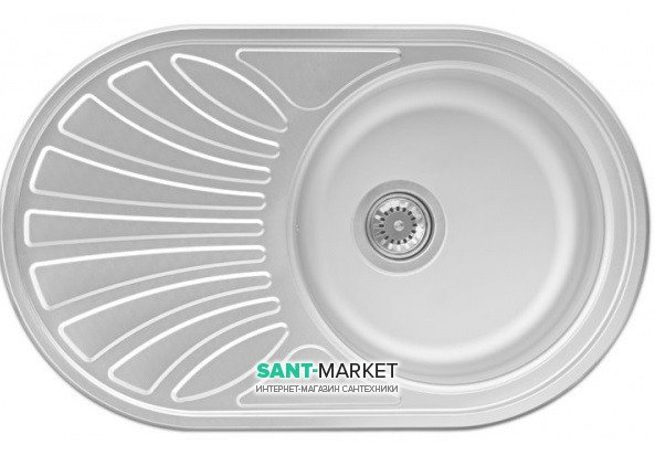 Кухонная мойка овальная Apell Circum LEFT с донным клапаном и сифоном нержавеющая сталь Matt CI78ILPC