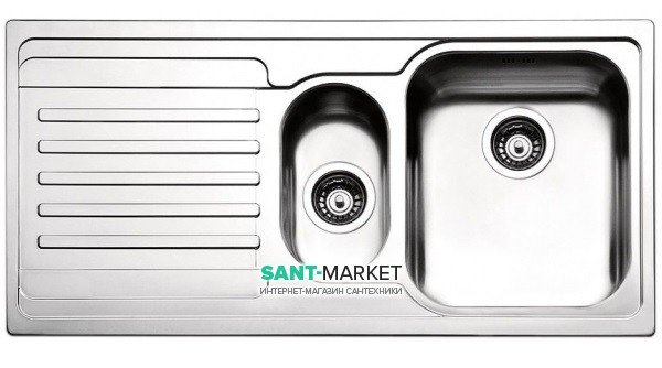 Кухонная мойка прямоугольная Apell Venezia LEFT с донным клапаном и сифоном нержавеющая сталь Brushed VE1002ILBC