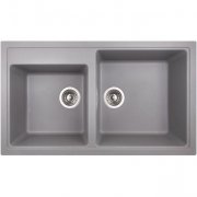Кухонная мойка прямоугольная двойная Apell Pietra Plus с сифоном гранит серый PTPL862AL