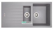Кухонная мойка прямоугольная двойная Apell Pietra Plus с сифоном гранит серый PTPL1002AL