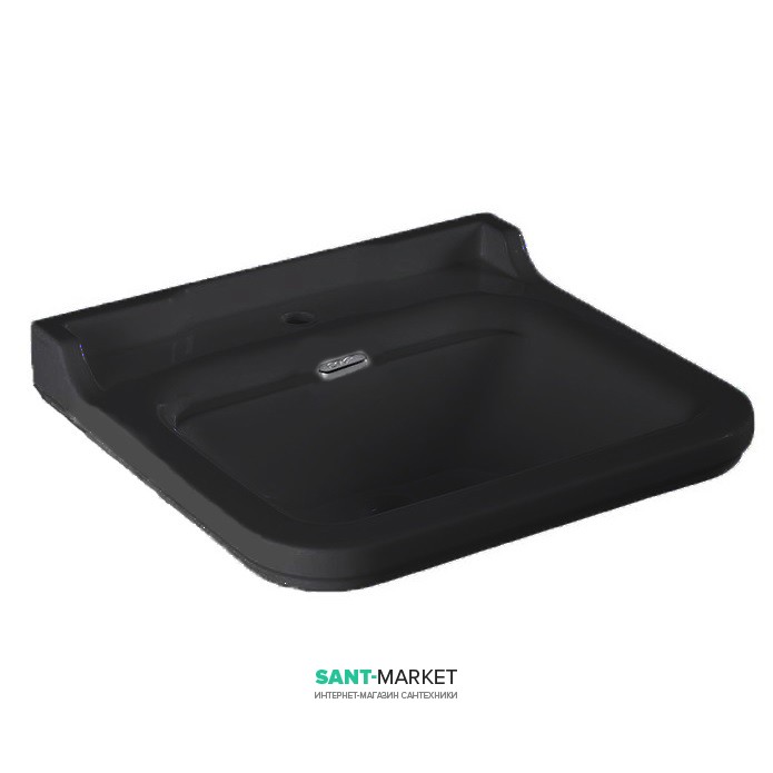 Раковина для ванной подвесная или на пьедестал Kerasan Waldorf 60x55 санфарфор черный глянцевый хром 4140K4