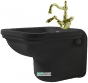 Биде подвесное Kerasan Waldorf с одним отверстием черный глянцевый золото 4125K5