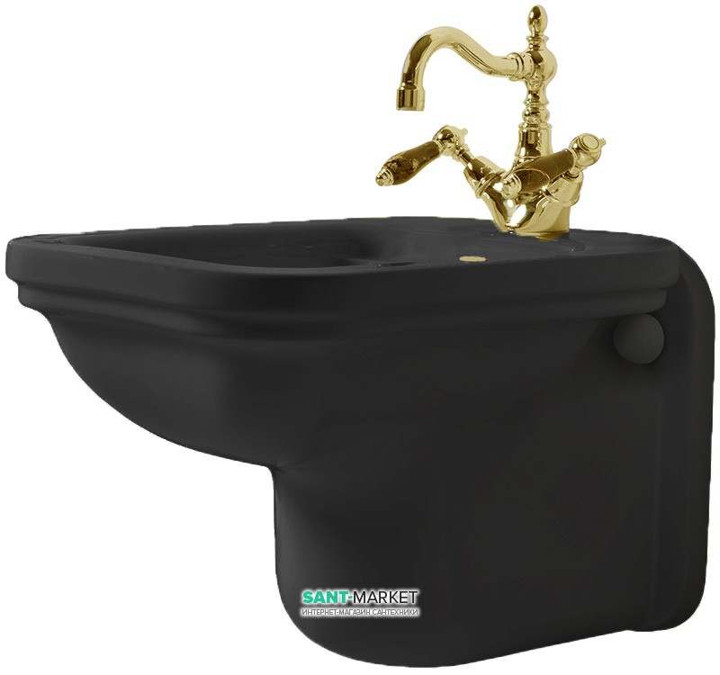 Біде підвісне Kerasan Waldorf з одним отвором чорний глянсовий бронза 4125K6