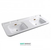 Раковина для ванной двойная Kerasan Waldorf подвесная 150х55 см санфарфор белая бронза 4143K3