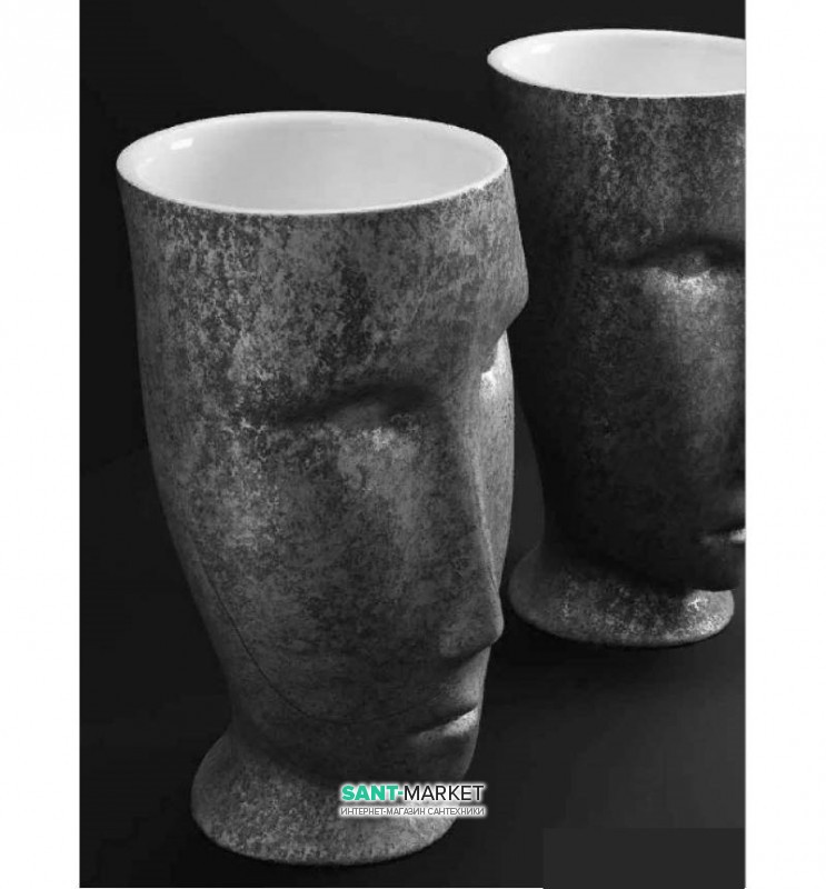 Раковина напольная Kerasan Artwork Moloco санфарфор белый/античная платина  4741K61