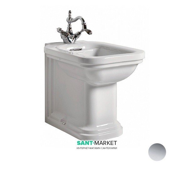 Биде напольное приставное Kerasan Waldorf чаша прямоугольная белый/хром 4121K1