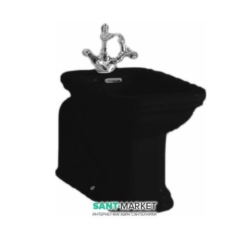 Біде підлогове подовжене Kerasan Waldorf чаша прямокутна чорний глянсовий / хром 4120K4