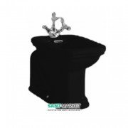 Биде напольное удлиненное Kerasan Waldorf чаша прямоугольная черный глянцевый/хром 4120K4