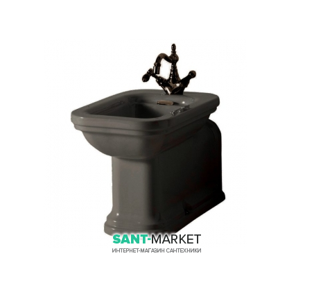 Біде підлогове подовжене Kerasan Waldorf чаша прямокутна чорний глянсовий / бронза 4120K6