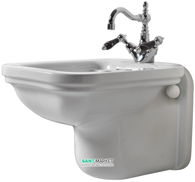 Біде підвісне Kerasan Waldorf з одним отвором біле хром 4125K1