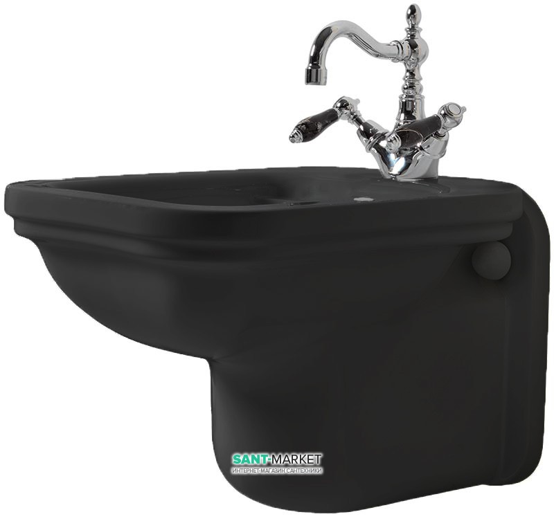 Биде подвесное Kerasan Waldorf с одним отверстием черный глянцевый хром 4125K4