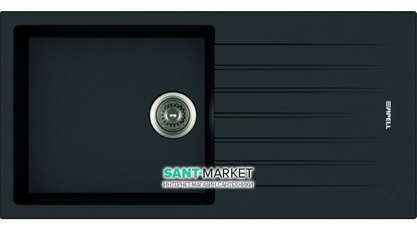 Кухонна мийка прямокутна Apell Pietra Plus RIGHT / LEFT з сифоном граніт чорний PTPL1001GB