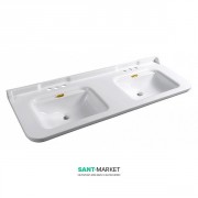 Раковина для ванной двойная Kerasan Waldorf подвесная 150х55 см санфарфор белая золото 4143K2