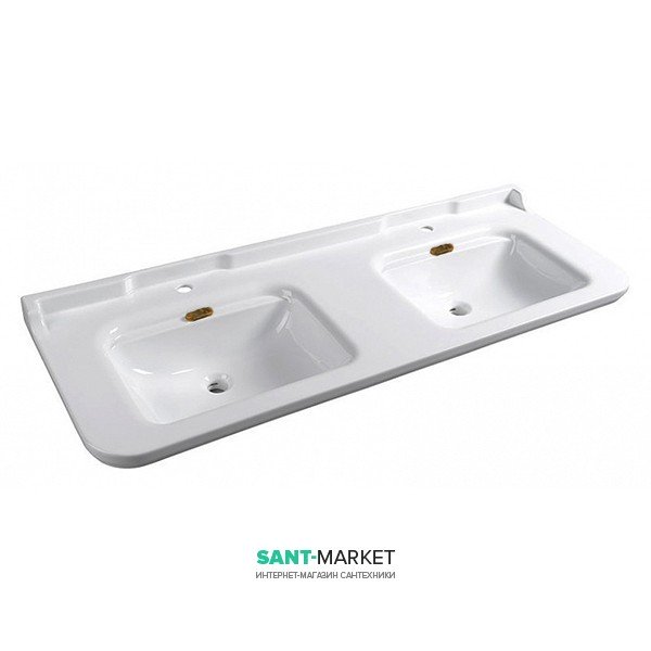 Раковина для ванної подвійна Kerasan Waldorf підвісна 150х55 см санфарфор біла бронза 4143K3