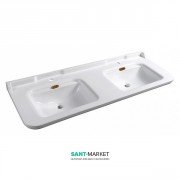 Раковина для ванной двойная Kerasan Waldorf подвесная 150х55 см санфарфор белая бронза 4143K3