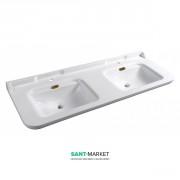 Раковина для ванної подвійна Kerasan Waldorf підвісна 150х55 см санфарфор біла бронза 4143K3