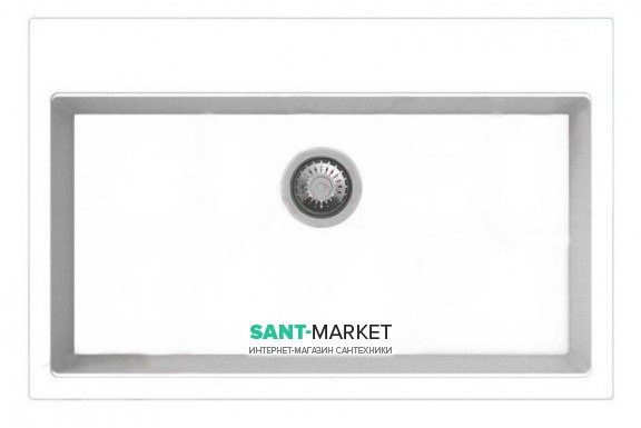 Кухонная мойка прямоугольная Apell Pietra Plus с сифоном гранит белый PTPL780GW