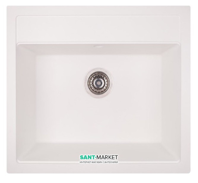 Кухонна мийка прямокутна Apell Pietra Plus з сифоном граніт білий PTPL560GW