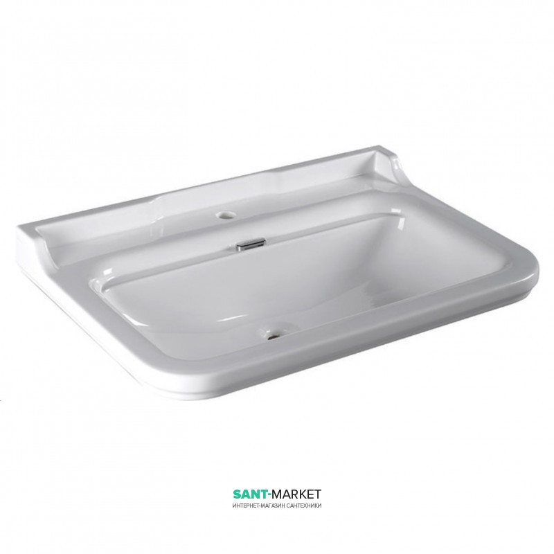 Раковина для ванной подвесная или на пьедестал Kerasan Waldorf 80x55 санфарфор белая хром 4141K1