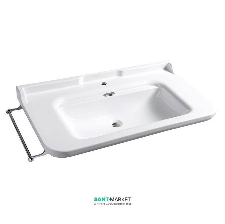 Раковина для ванной подвесная Kerasan Waldorf 100x55 санфарфор белая хром 4142K1