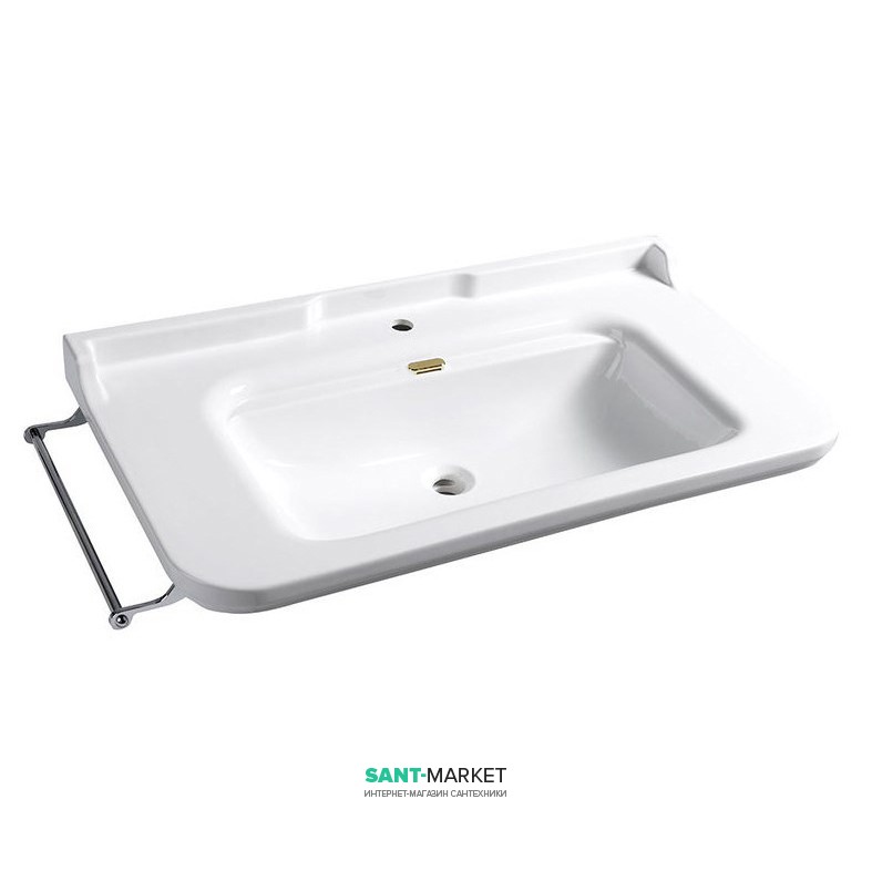 Раковина для ванной подвесная Kerasan Waldorf 100x55 санфарфор белая бронза 4142K3