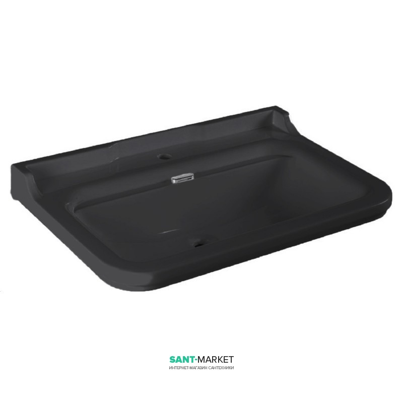 Раковина для ванной подвесная Kerasan Waldorf 100x55 санфарфор черный глянцевый хром 4142K4