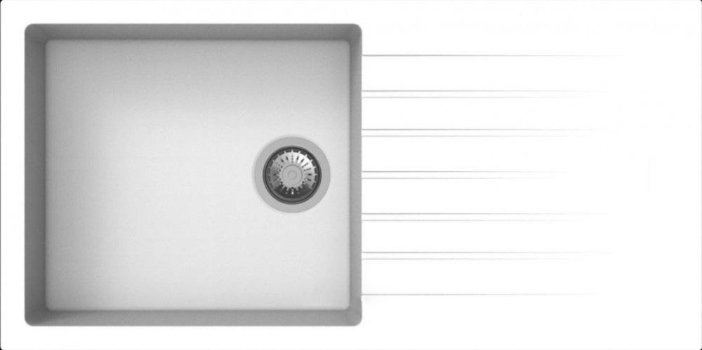 Кухонна мийка прямокутна Apell Pietra Plus RIGHT / LEFT з сифоном граніт білий PTPL1001GW