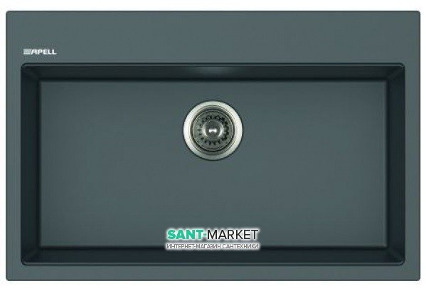 Кухонна мийка прямокутна Apell Pietra Plus з сифоном граніт сірий PTPL780GG
