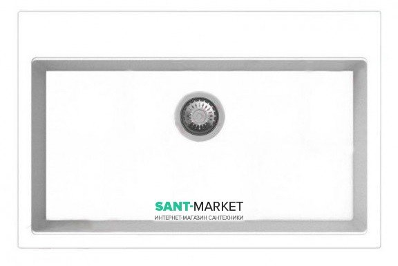 Кухонна мийка прямокутна Apell Pietra Plus з сифоном граніт білий PTPL780GW