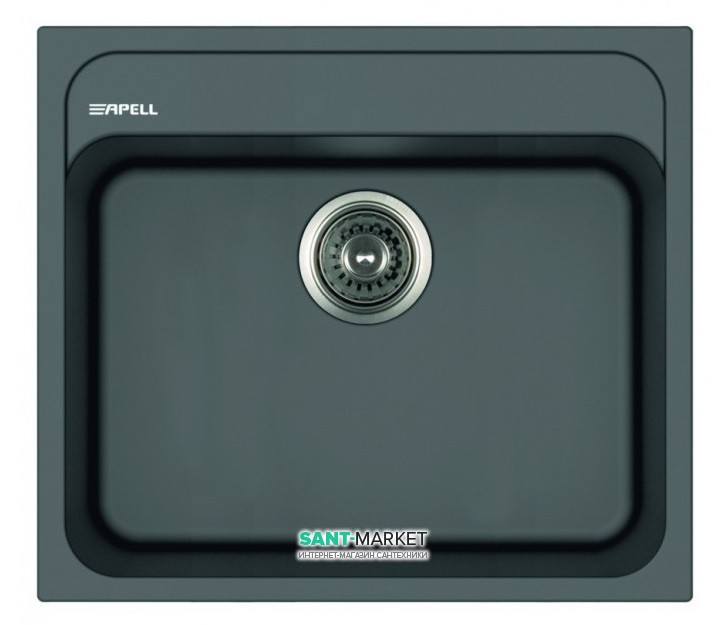 Кухонна мийка прямокутна Apell Pietra Plus з сифоном граніт сірий PTPL560GG
