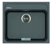 Кухонная мойка прямоугольная Apell Pietra Plus с сифоном гранит серый PTPL560GG