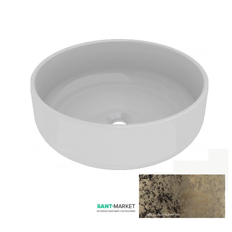 Раковина для ванной накладная Kerasan Ciotola C2 ø46 см санфарфор декор 2 (платиновый матовый) 430261