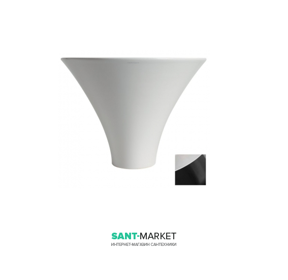 Раковина накладна Kerasan Deco Flute ø40 см санфарфор білий / чорний глянсовий 480229