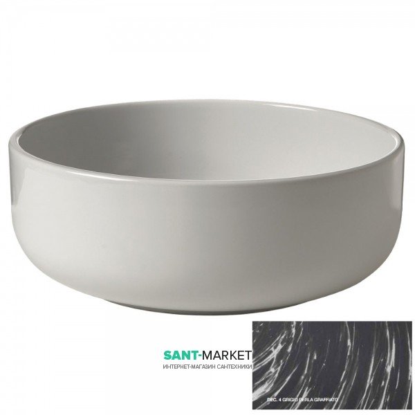 Раковина для ванной накладная Kerasan Ciotola C2 ø46 см санфарфор декор 4 (жемчужно-серый) 430263
