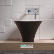 Раковина накладна Kerasan Deco Flute ø40 см санфарфор білий / бургундський матовий 480267