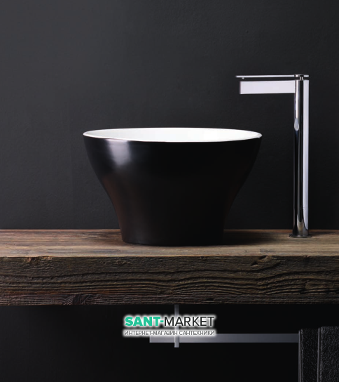 Раковина накладная Kerasan Deco Hurricane ø38 см санфарфор белый/чёрный глянец 480329