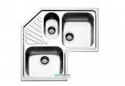 Мойка для кухни угловая двойная с дополнительной чашей врезная Apell Angolo нержавеющая сталь Linen ROAN3IBC