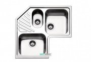 Мойка для кухни угловая на двойная с дополнительной чашей врезная Apell Angolo нержавеющая сталь Вrushed ROAN3IAC
