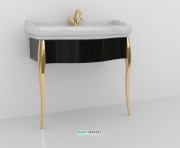 Консоль под раковину Kerasan Retro 73 см чёрный глянцевый ножки золото 7362K3