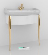 Консоль під раковину Kerasan Retro 73 см білий глянсовий ніжки золото 7362K6