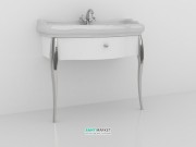 Консоль під раковину Kerasan Retro білий глянсовий ніжки хром ручка хром з кристалом 7363K7