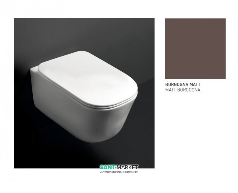 Сидіння з кришкою для унітазу Kerasan Tribeca Slim з мікроліфтом Бургундія матовий 519175