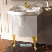 Тумба под раковину Kerasan Retro 69 см белый глянцевый ручки кристалл золото 7361K8
