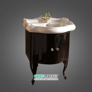 Тумба под раковину Kerasan Retro 69 см чёрный глянцевый ручки кристалл золото 7361K2